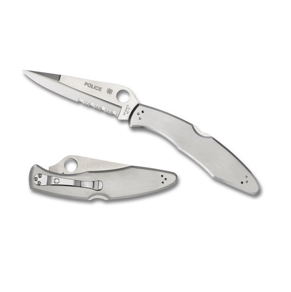 Spyderco Police Stainless Steel Folding Knife C07PS (4.125" Satin Serr)