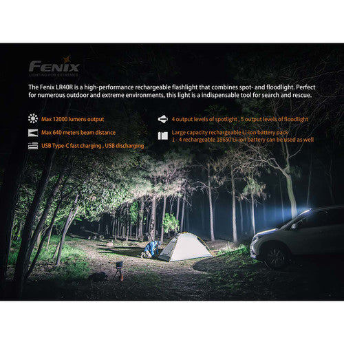 Fenix Flashlight LR40R Ultra-Compact 12,000 Lumen Rechargeable Flashlight