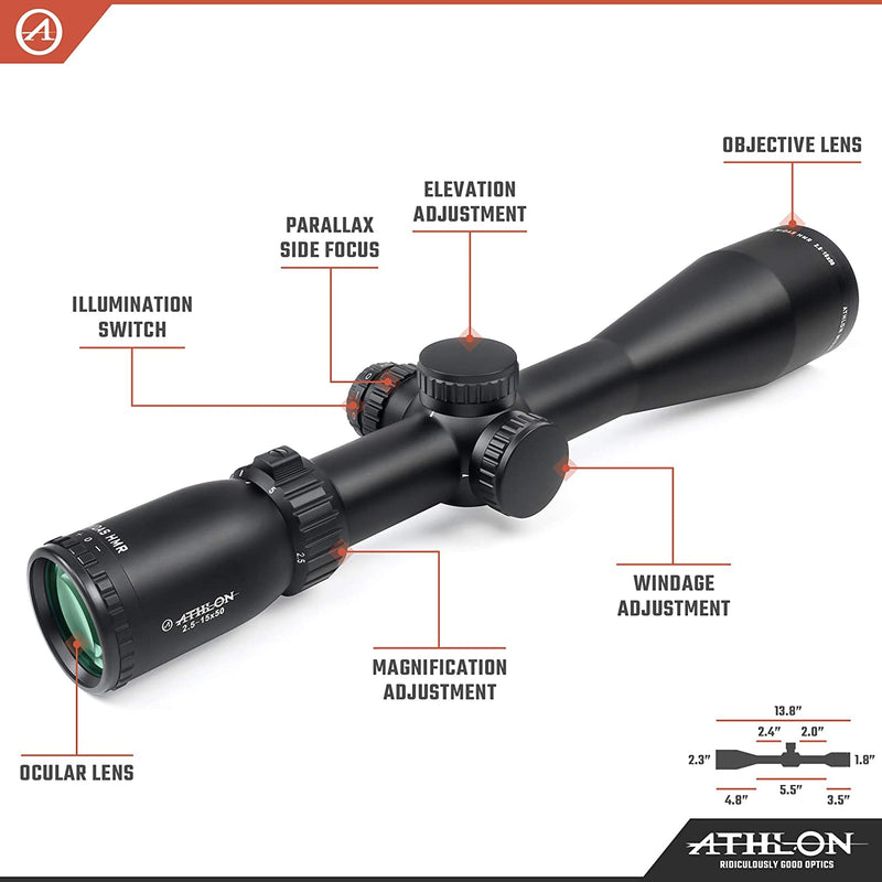 Athlon Optics Midas HMR HD 2.5-15x50 Second Focal Plane Riflescope