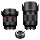 Rokinon 14, 50mm Auto Focus Lens Bundle with Lens Station (Sony E)