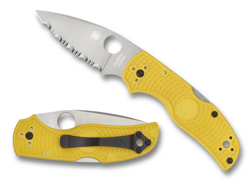 Spyderco Native 5 Salt Lockback Knife Yellow FRN (3" Satin Full Serr) C41SYL5