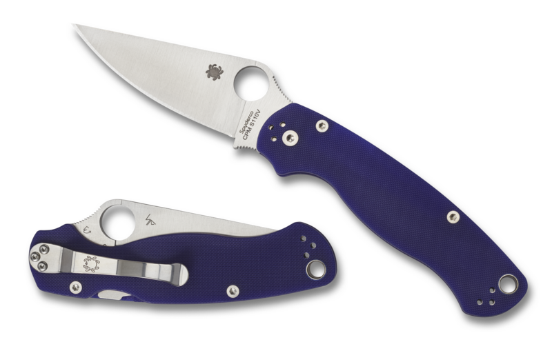Spyderco Paramilitary 2 Knife Blue/Purple G-10 (3.4" Satin CPM-S110V) C81GPDBL2
