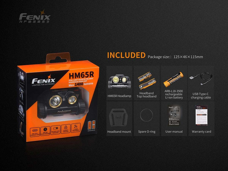 Fenix Flashlight HM65R Rechargeable Headlamp