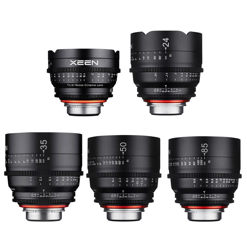 XEEN 16, 24, 35, 50, 85mm Pro Cinema Lens Bundle